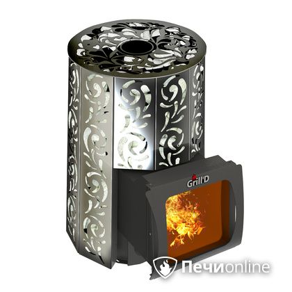 Дровяная печь-каменка GrillD Violet window short Max Жадеит 80 в Краснокамске