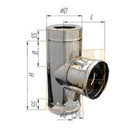 Дымоход Феррум Тройник утепленный нержавеющий  08/зеркальный 90гр. d-115/200 по воде Феррум
