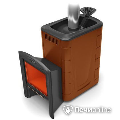 Дровяная банная печь TMF Гейзер 2014 Inox Витра  Терракота в Краснокамске