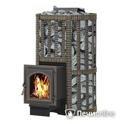 Дровяная банная печь Везувий Ураган Ковка 22 (270) с закрытой каменкой чугун в Краснокамске