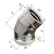 Дымоход Феррум Колено утепленное угол 135 нержавеющее 0.5/оцинкованное d-150/210 по воде
