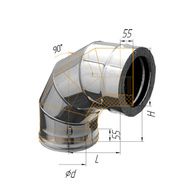 Дымоход Феррум Колено утепленное угол 90 нержавеющее 0.5/зеркальное d-200/280 по воде