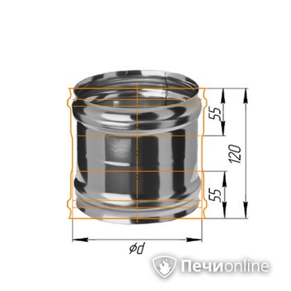 Дымоход Феррум Адаптер ММ для печи нержавеющий 08 d-115 в Краснокамске