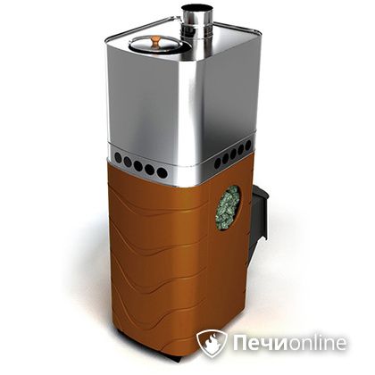 Дровяная банная печь TMF Бирюса 2013 Carbon терракота с закрытой каменкой в Краснокамске
